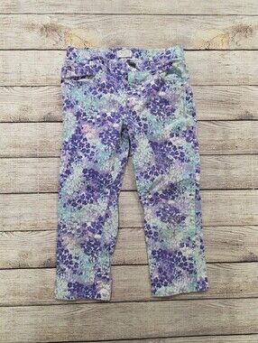 1989 Place Purple & Teal Floral-Print Kids Jeans Capris Size 8